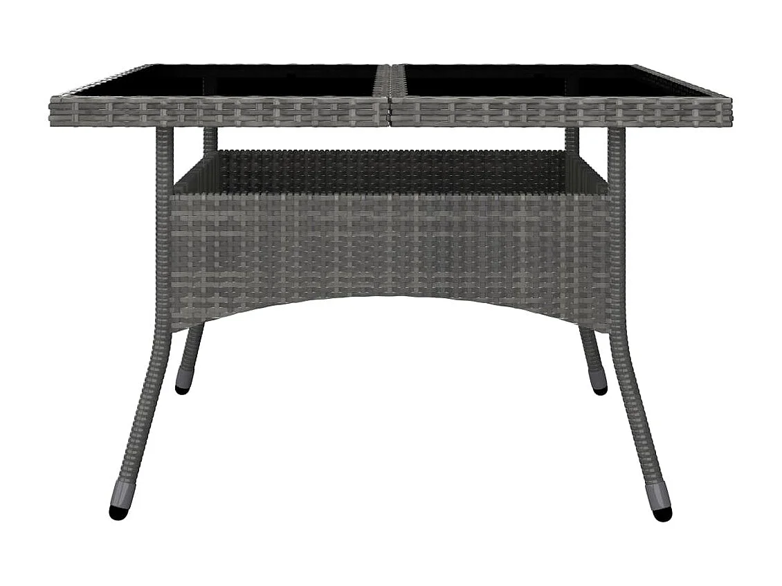 Løgumkloster  Ensemble à manger de jardin 9 pcs Résine tressée et acacia Gris