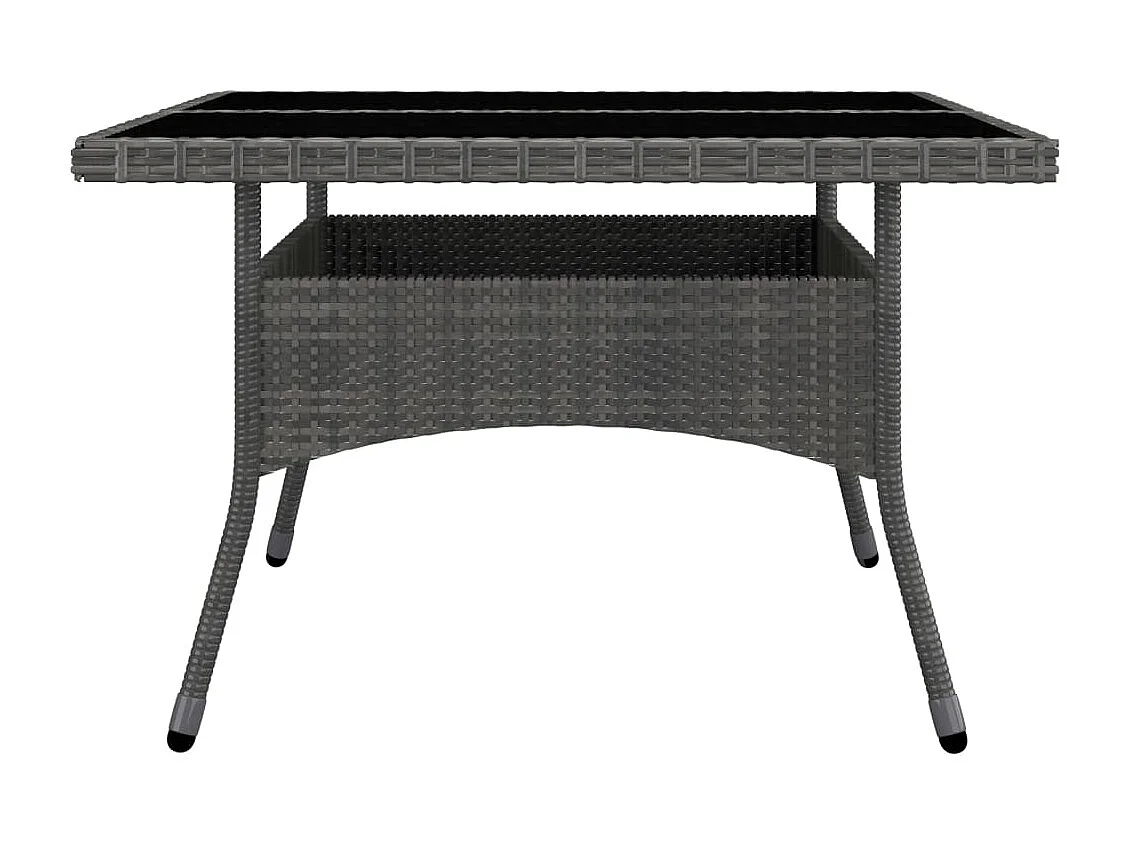 Løgumkloster  Ensemble à manger de jardin 9 pcs Résine tressée et acacia Gris