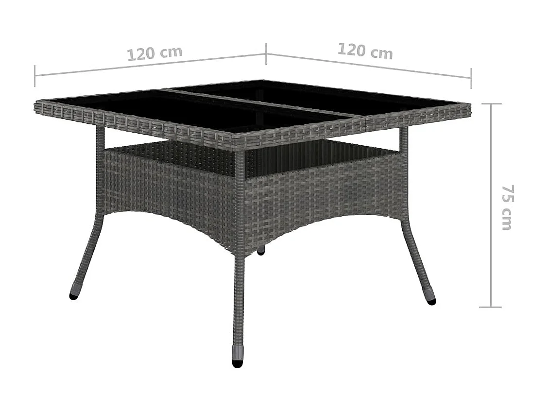 Løgumkloster  Ensemble à manger de jardin 9 pcs Résine tressée et acacia Gris