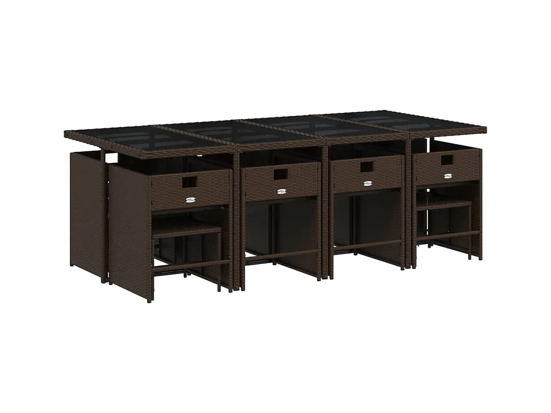 Zenn  13-delige Tuinset met kussens poly rattan bruin