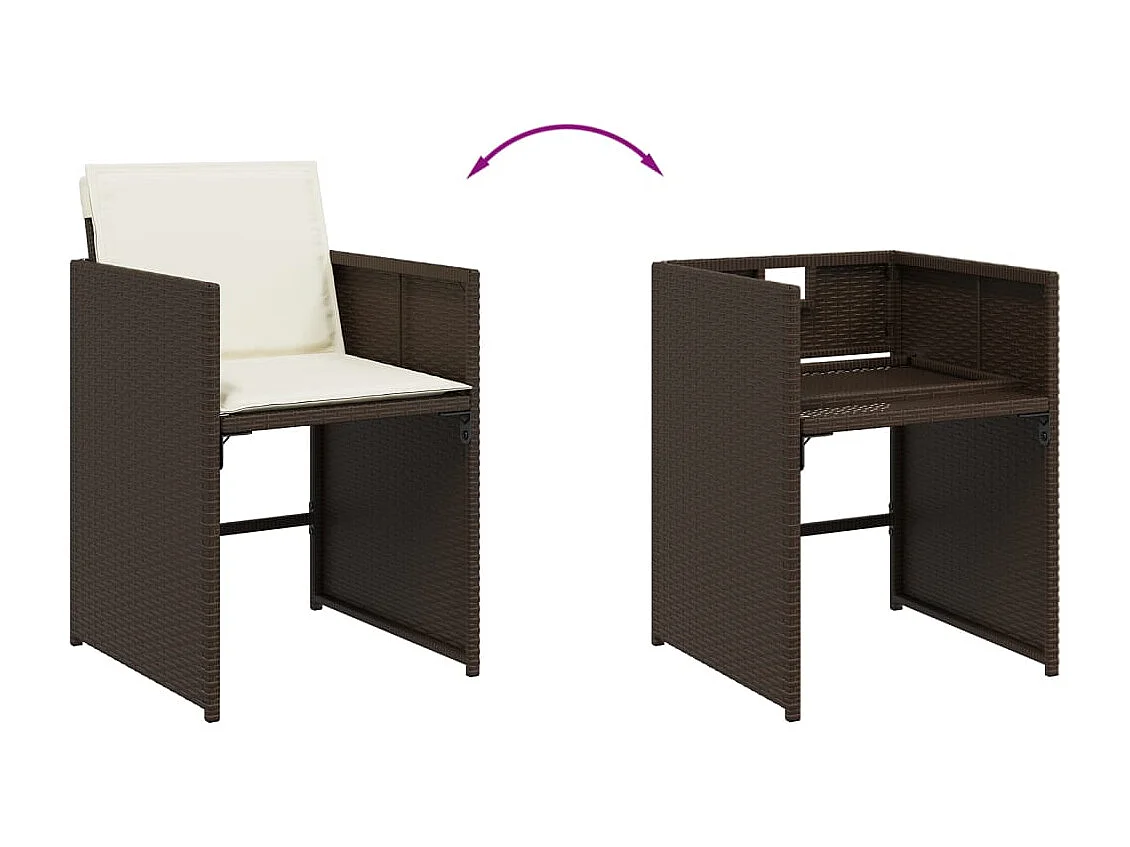 Zenn  Ensemble à manger de jardin avec coussins 13 pcs marron rotin