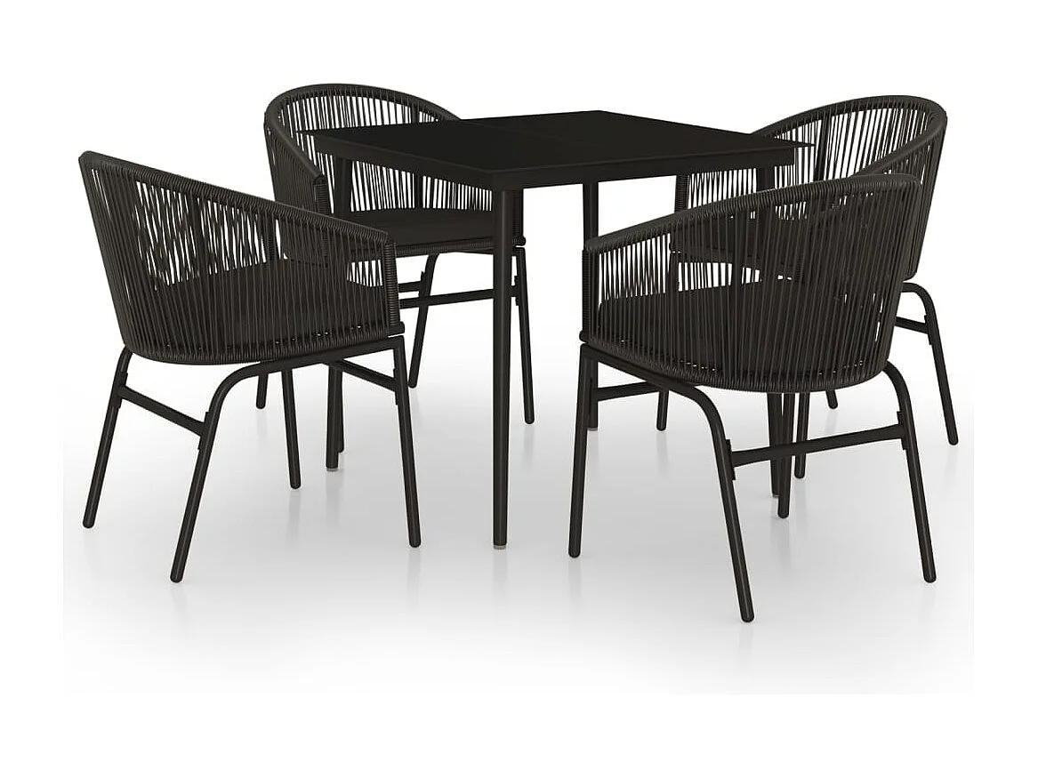 Belric  Ensemble à manger de jardin 5 pcs Noir