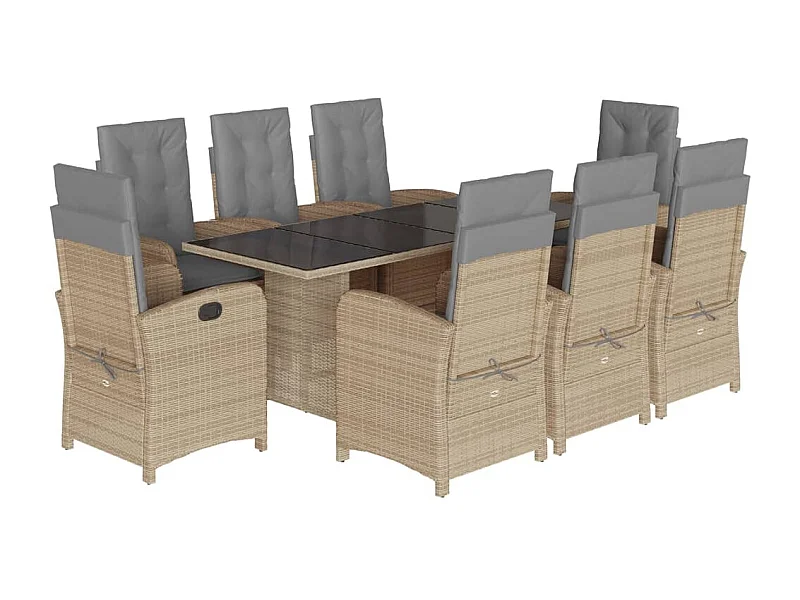 Almkerk  Ensemble à manger de jardin et coussins 9 pcs mélange beige