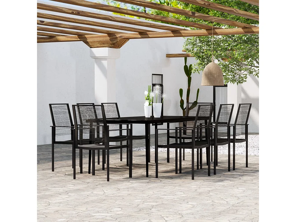 Lucie-Rose  Ensemble à manger de jardin 9 pcs Noir