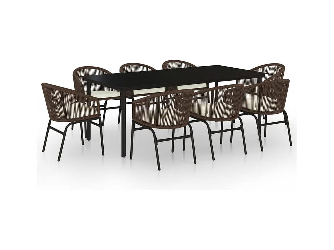 Florentin  Ensemble à manger de jardin 9 pcs Marron