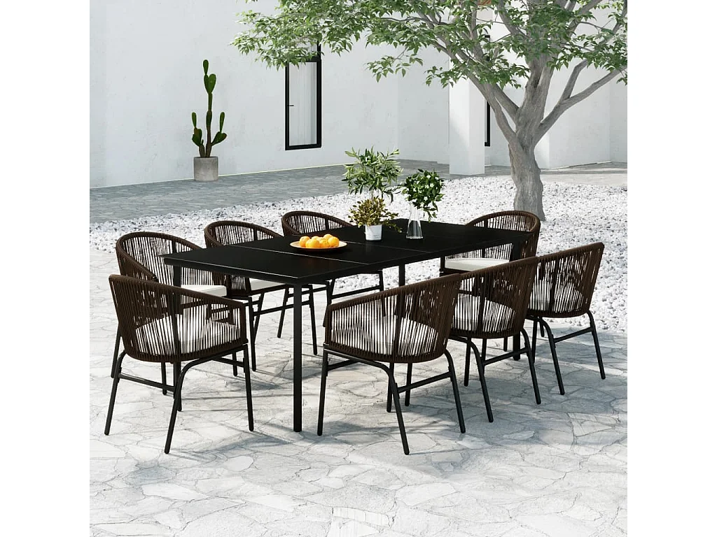 Florentin  Ensemble à manger de jardin 9 pcs Marron