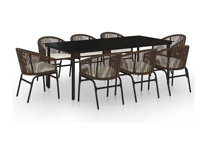 Florentin  Ensemble à manger de jardin 9 pcs Marron