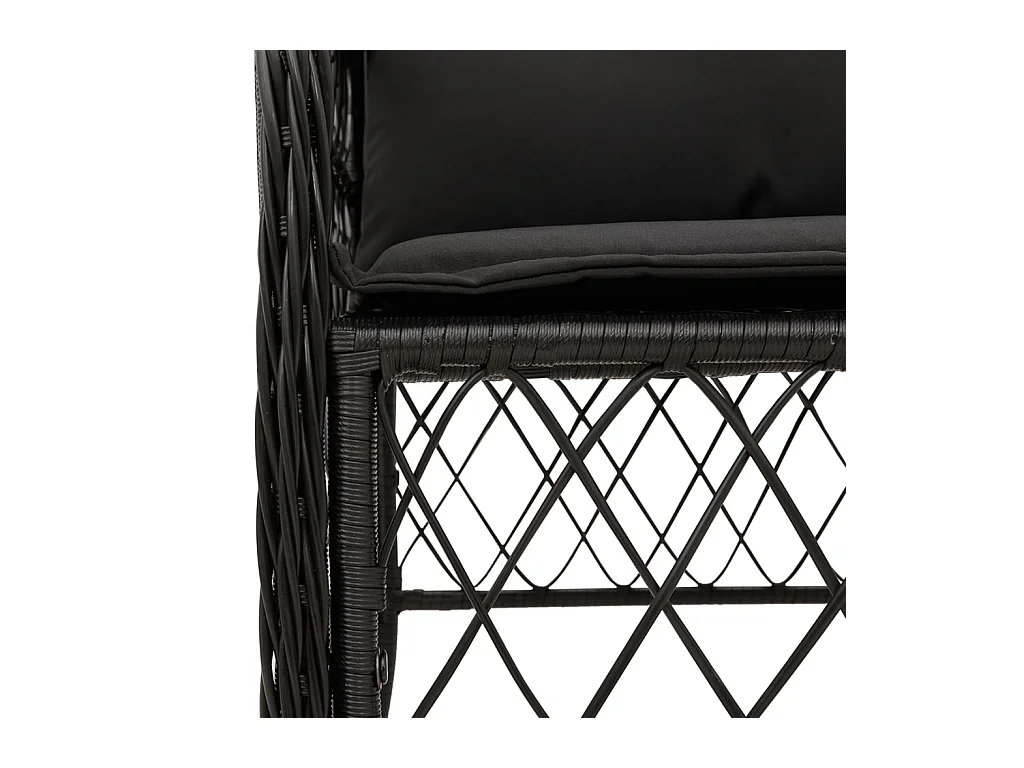 Harmelen  Ensemble à manger de jardin coussins 7pcs Noir Résine tressée