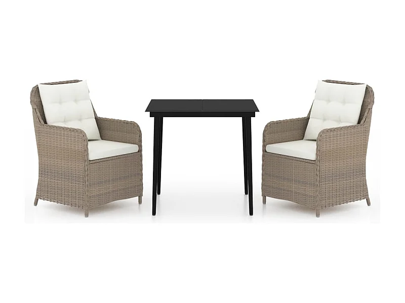 Vent  Ensemble à manger de jardin 3 pcs Marron