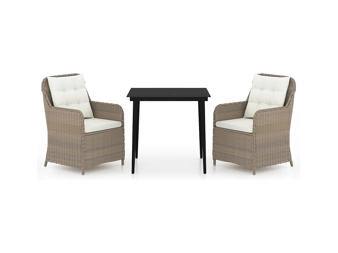 Vent  Ensemble à manger de jardin 3 pcs Marron