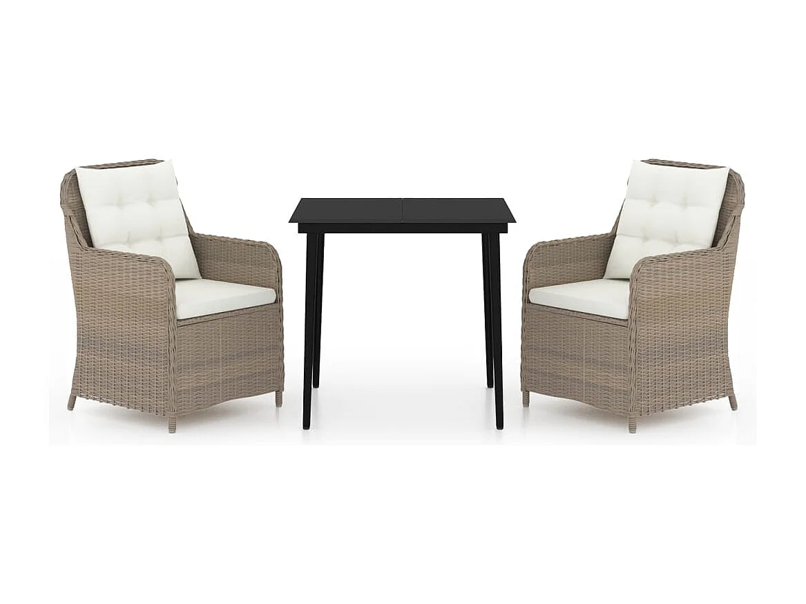 Vent  Ensemble à manger de jardin 3 pcs Marron