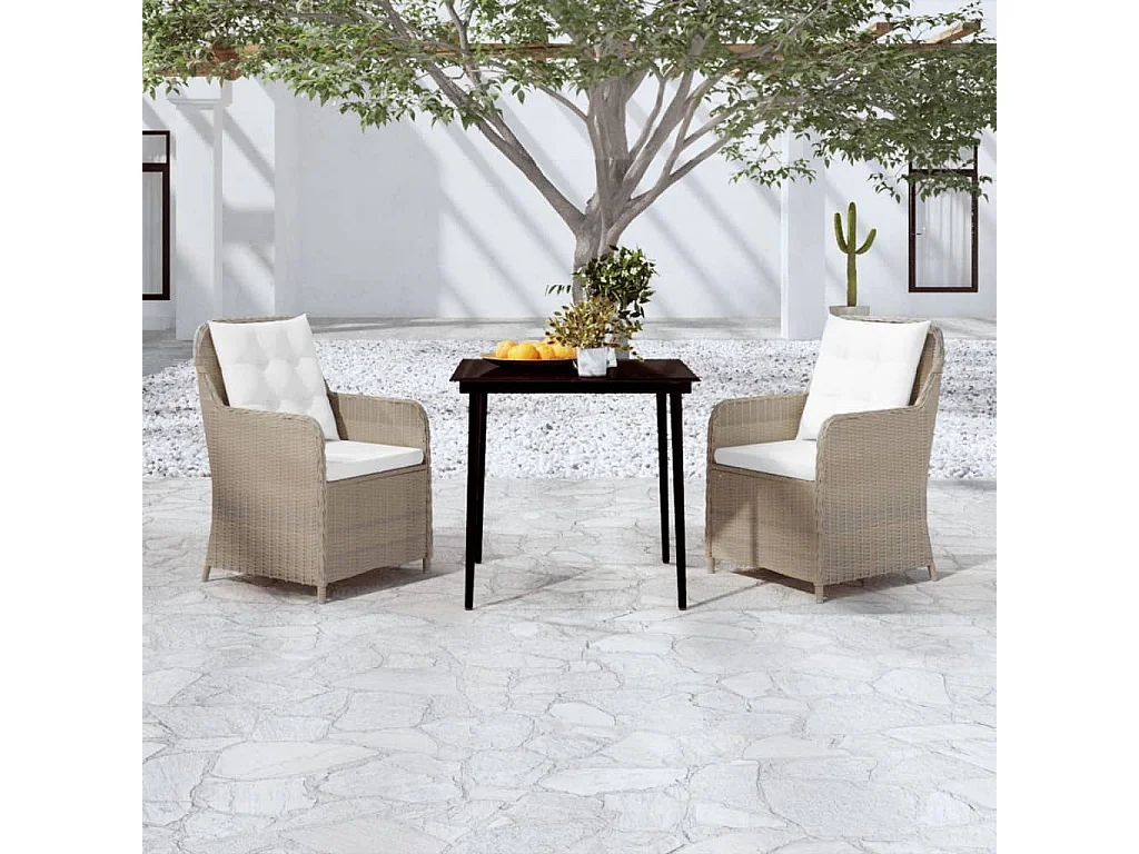 Vent  Ensemble à manger de jardin 3 pcs Marron