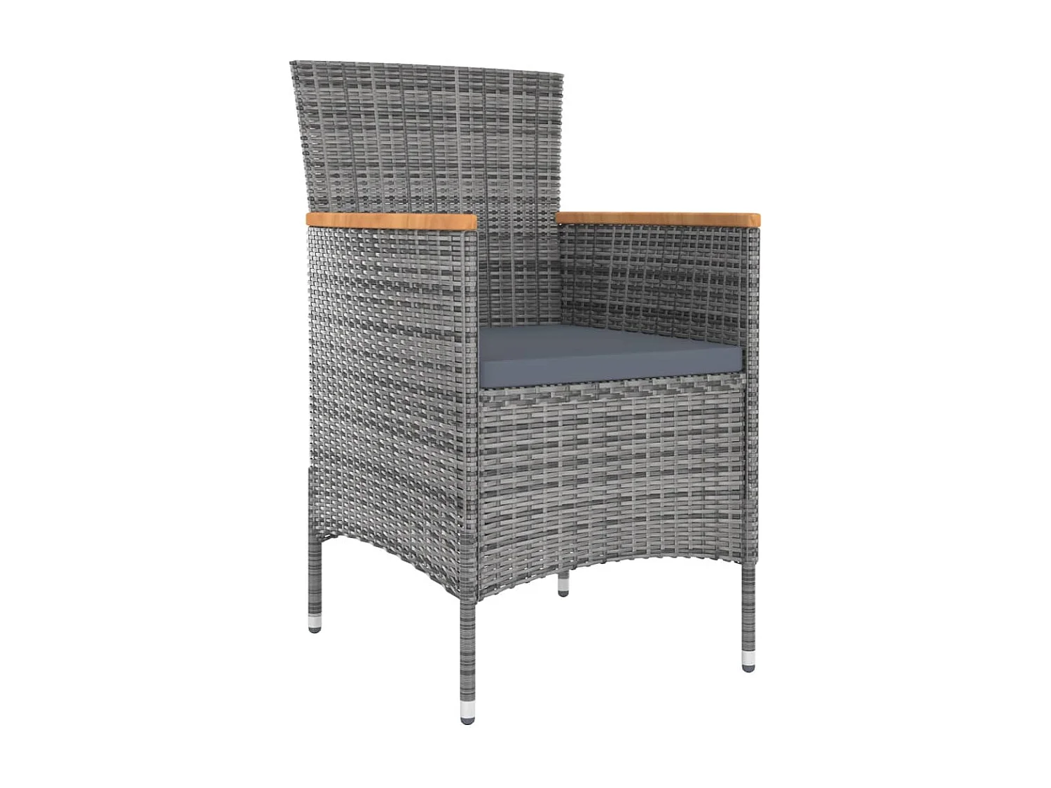 Kristof  Ensemble à manger d'extérieur 5pcs coussins résine tressée gris