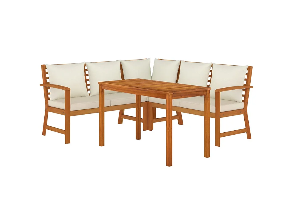 Talence  Ensemble à manger de jardin 4 pcs coussins Bois acacia