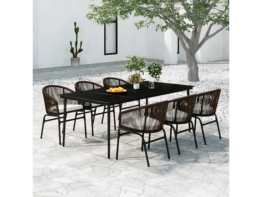 Belric  Ensemble à manger de jardin 7 pcs Marron