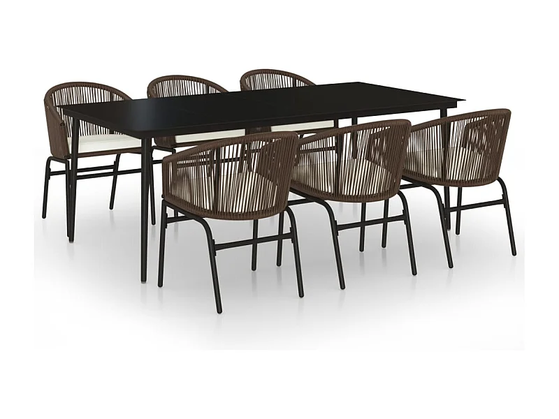 Belric  Ensemble à manger de jardin 7 pcs Marron