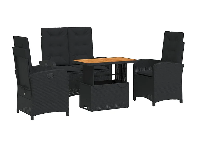 Abington  Ensemble à manger de jardin 4 pcs avec coussins noir