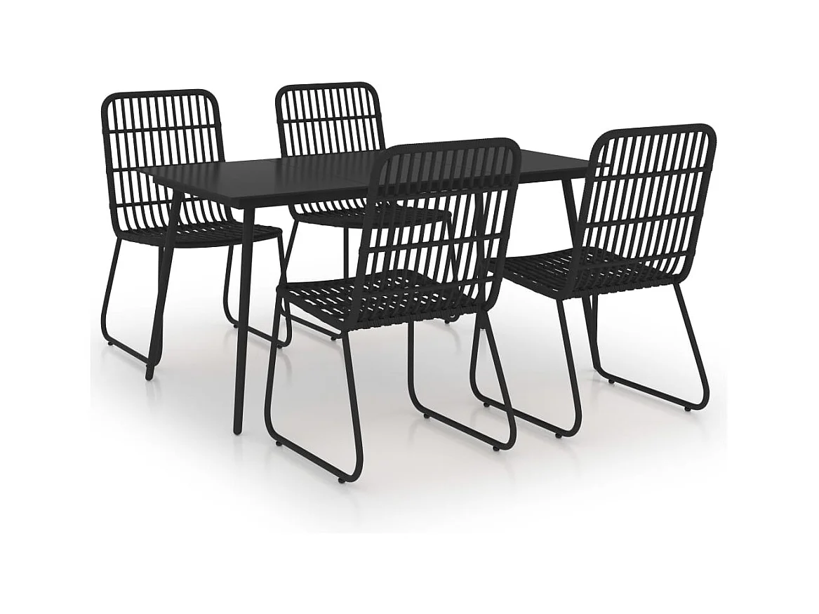 Timos  Ensemble à manger d'extérieur 5 pcs résine tressée et verre