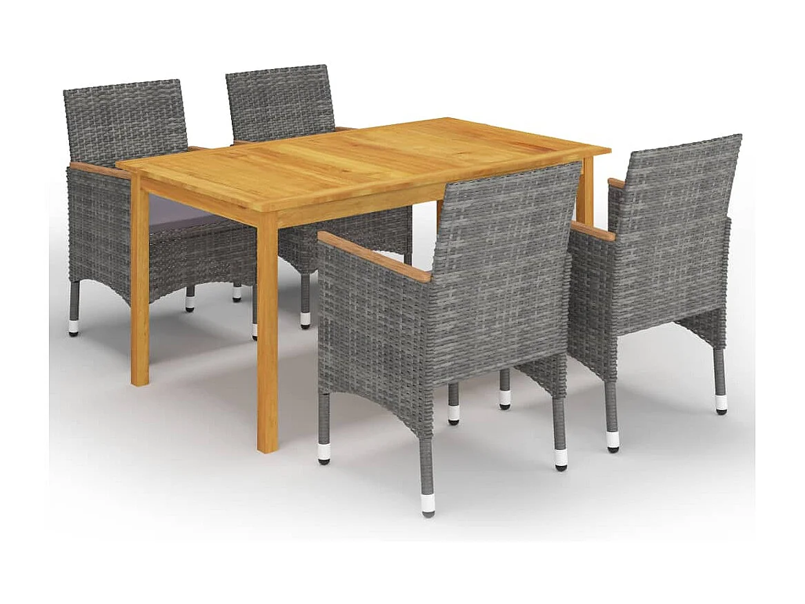 Fyndal  Ensemble à manger de jardin 5 pcs Gris