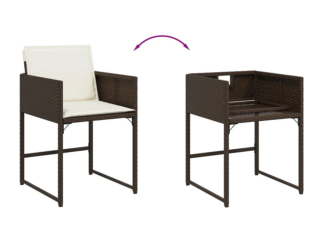 Sener  Ensemble à manger de jardin et coussins 11 pcs marron rotin