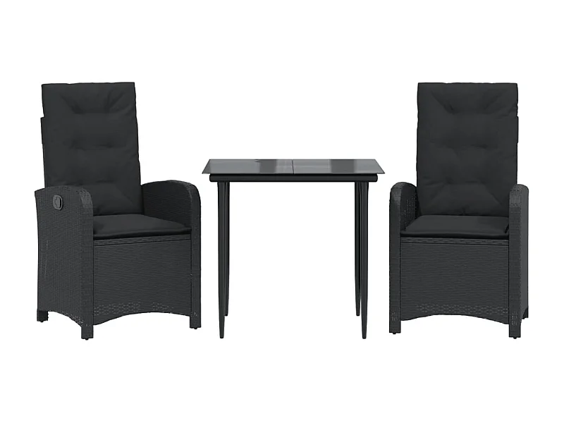 Ilsora  Ensemble à manger de jardin avec coussins 3 pcs Noir