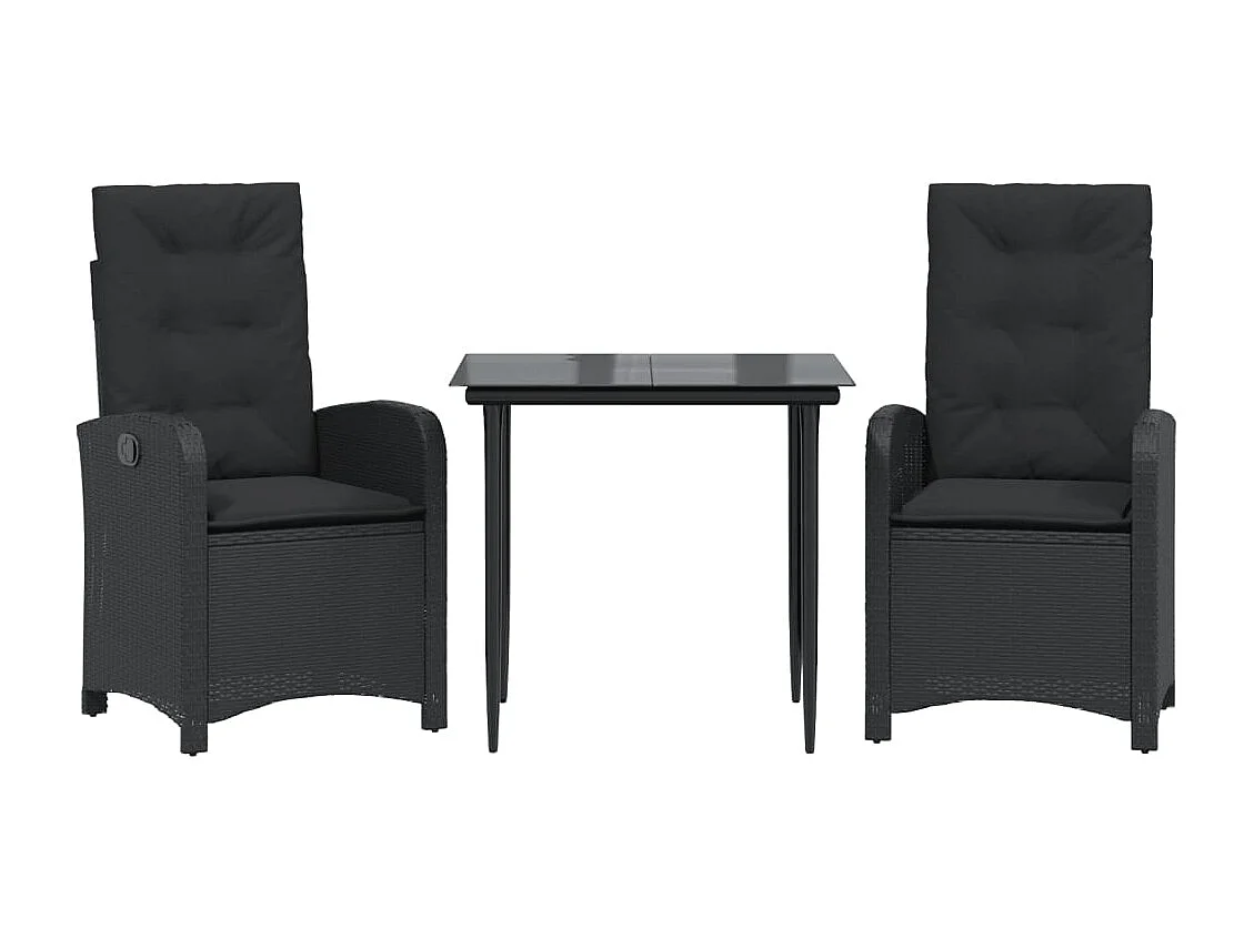 Ilsora  Ensemble à manger de jardin avec coussins 3 pcs Noir