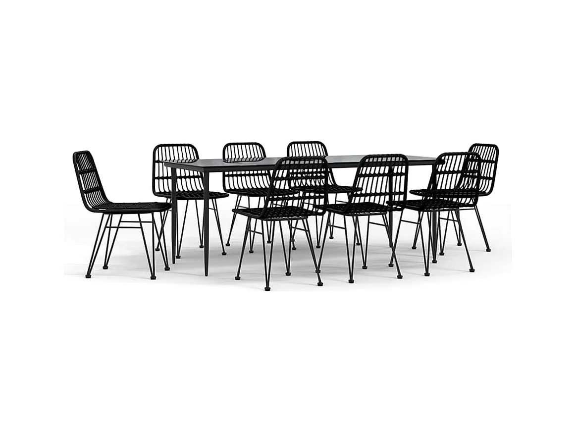 Eden Prairie  Juego de comedor de jardín 9 piezas ratán sintético negro