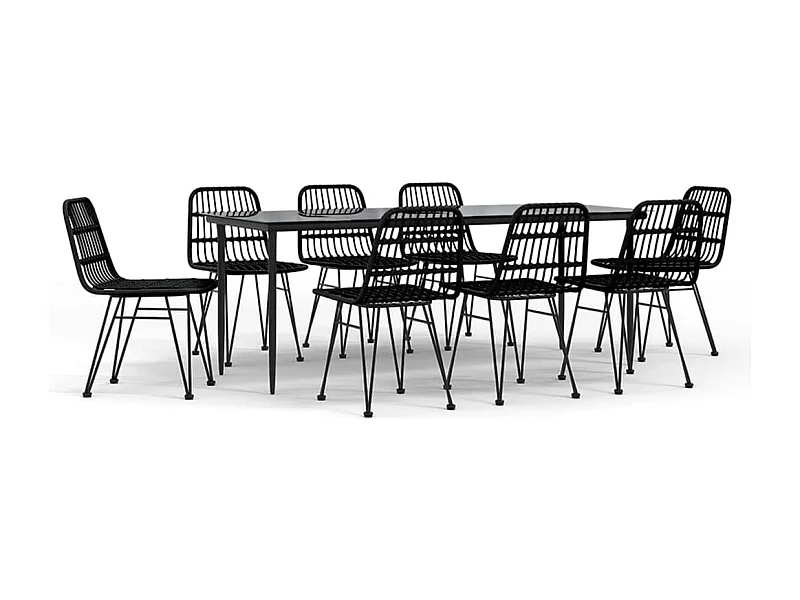 Eden Prairie  9-delige Tuinset poly rattan zwart