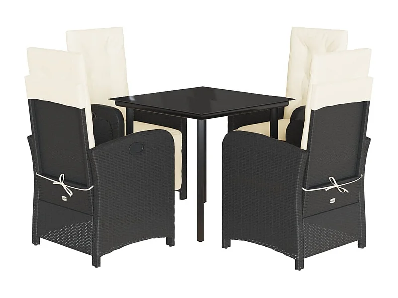 Sylar  5-delige Tuinset met kussens poly rattan zwart