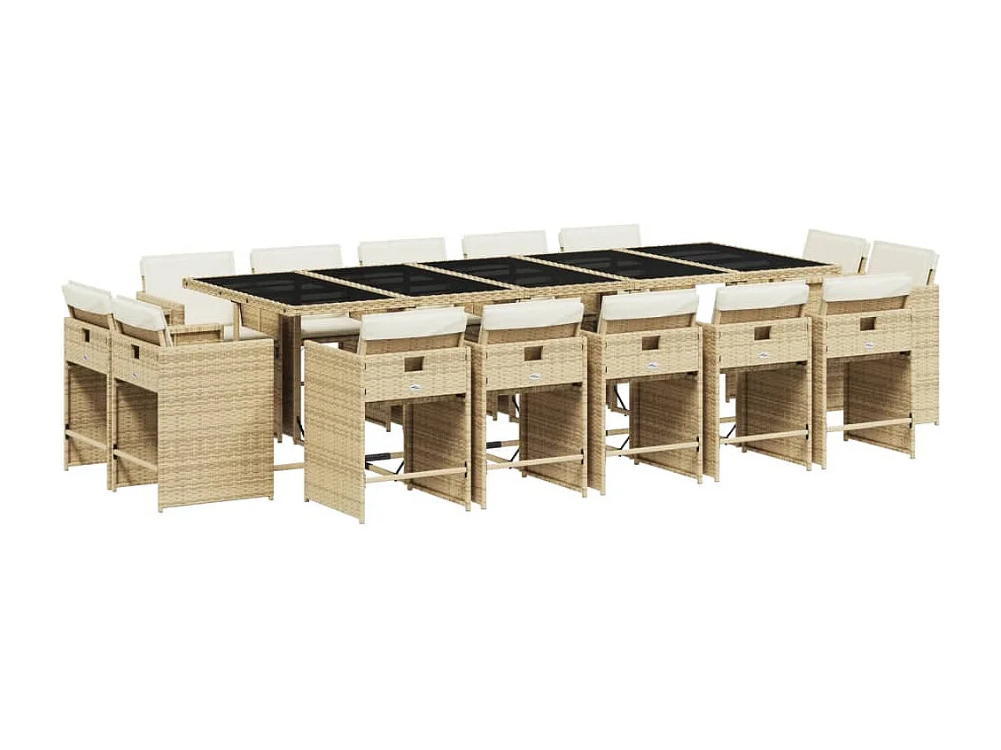 An Daingean  15-delige Tuinset met kussens poly rattan beige