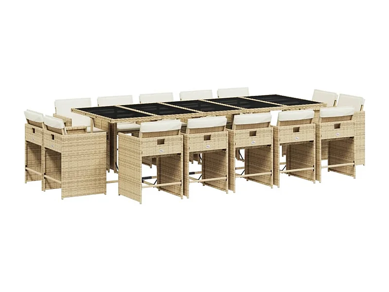 An Daingean  15-delige Tuinset met kussens poly rattan beige