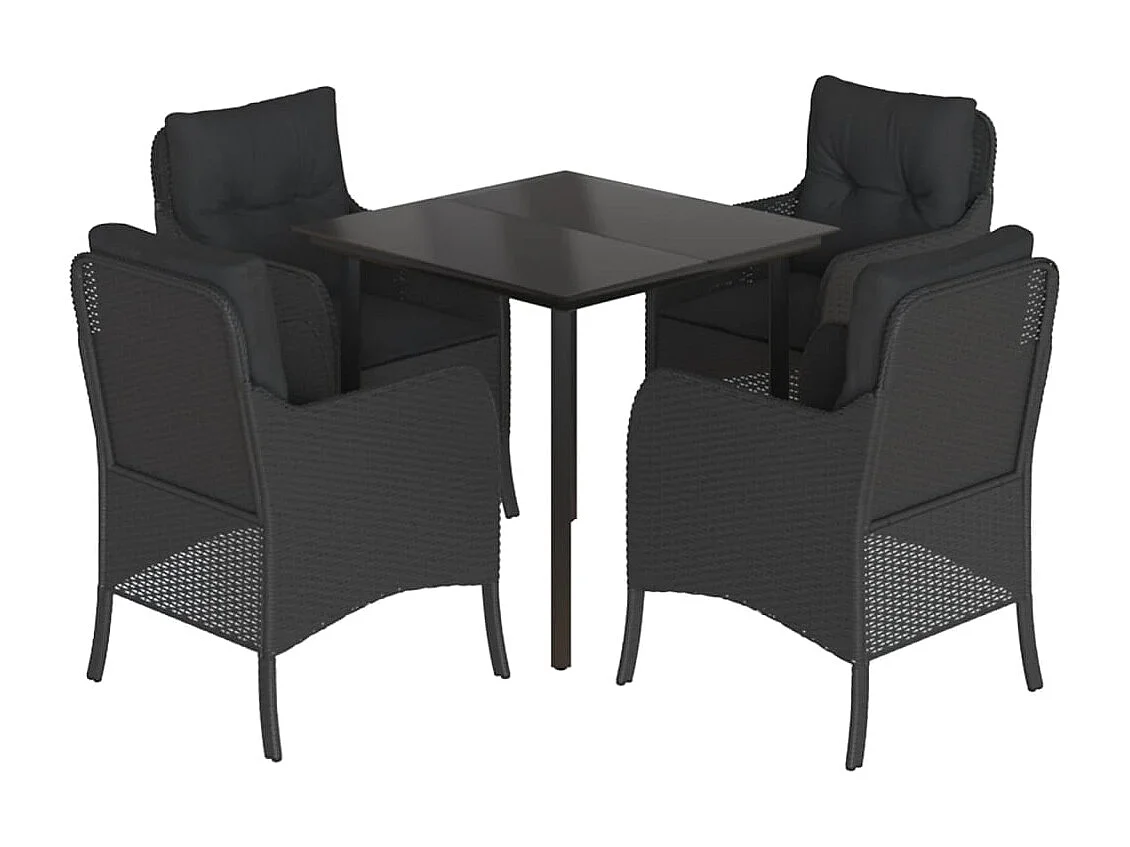 Tavian  Set de muebles jardín 5 pzas con cojines ratán sintético negro
