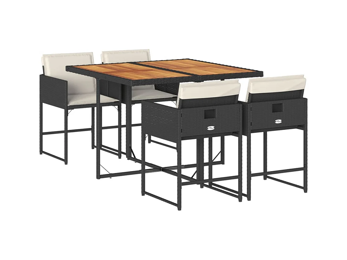 Sener  Ensemble à manger de jardin coussins 5pcs Noir Résine tressée