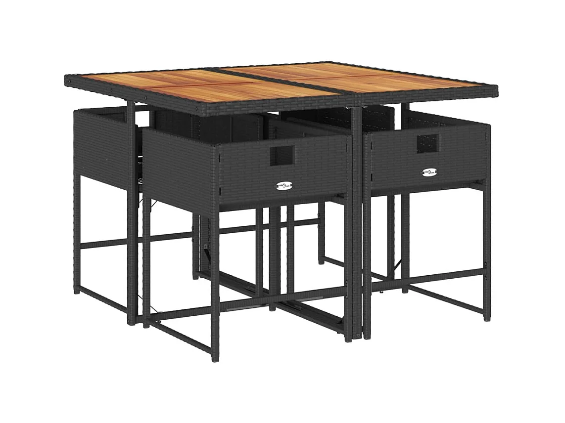 Sener  Ensemble à manger de jardin coussins 5pcs Noir Résine tressée