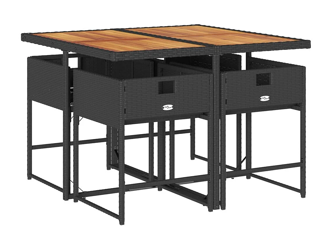 Sener  5-delige Tuinset met kussens poly rattan zwart