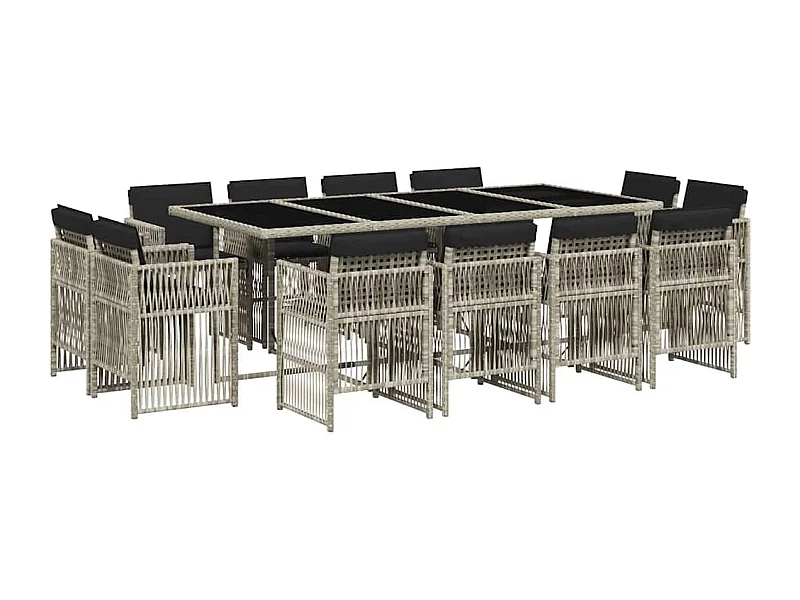 Steenbergen  13-delige Tuinset met kussens poly rattan lichtgrijs