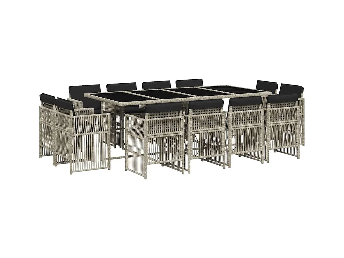 Steenbergen  13-delige Tuinset met kussens poly rattan lichtgrijs