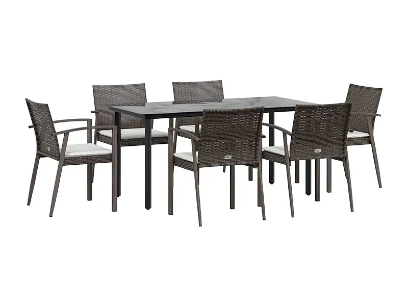 Ephrata  Ensemble à manger de jardin 7 pcs coussins résine tressée acier