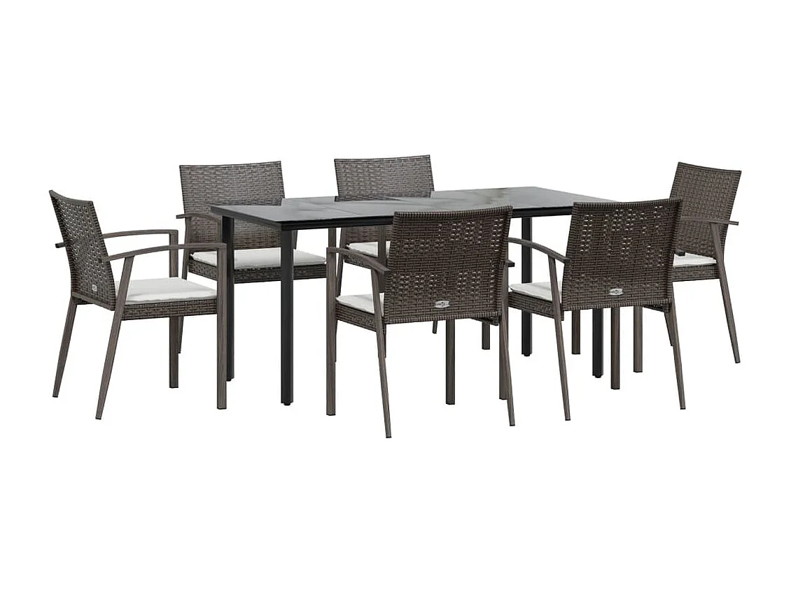 Ephrata  Ensemble à manger de jardin 7 pcs coussins résine tressée acier