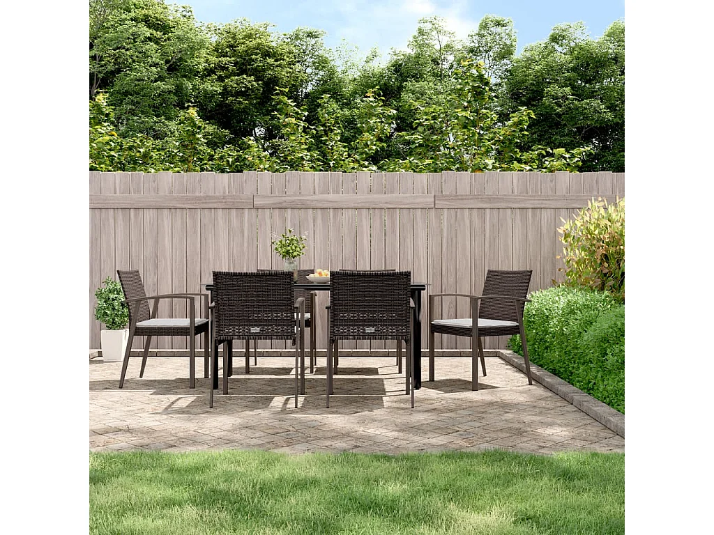 Ephrata  Ensemble à manger de jardin 7 pcs coussins résine tressée acier