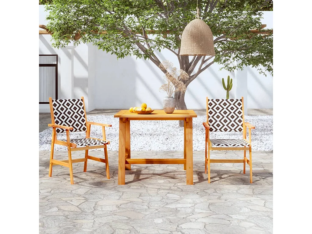 Lillestrøm  Juego de comedor de jardín 3 piezas madera maciza de acacia