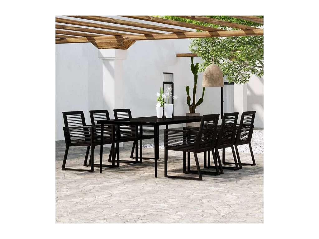 Wenlin  Juego de comedor de jardín 7 piezas negro