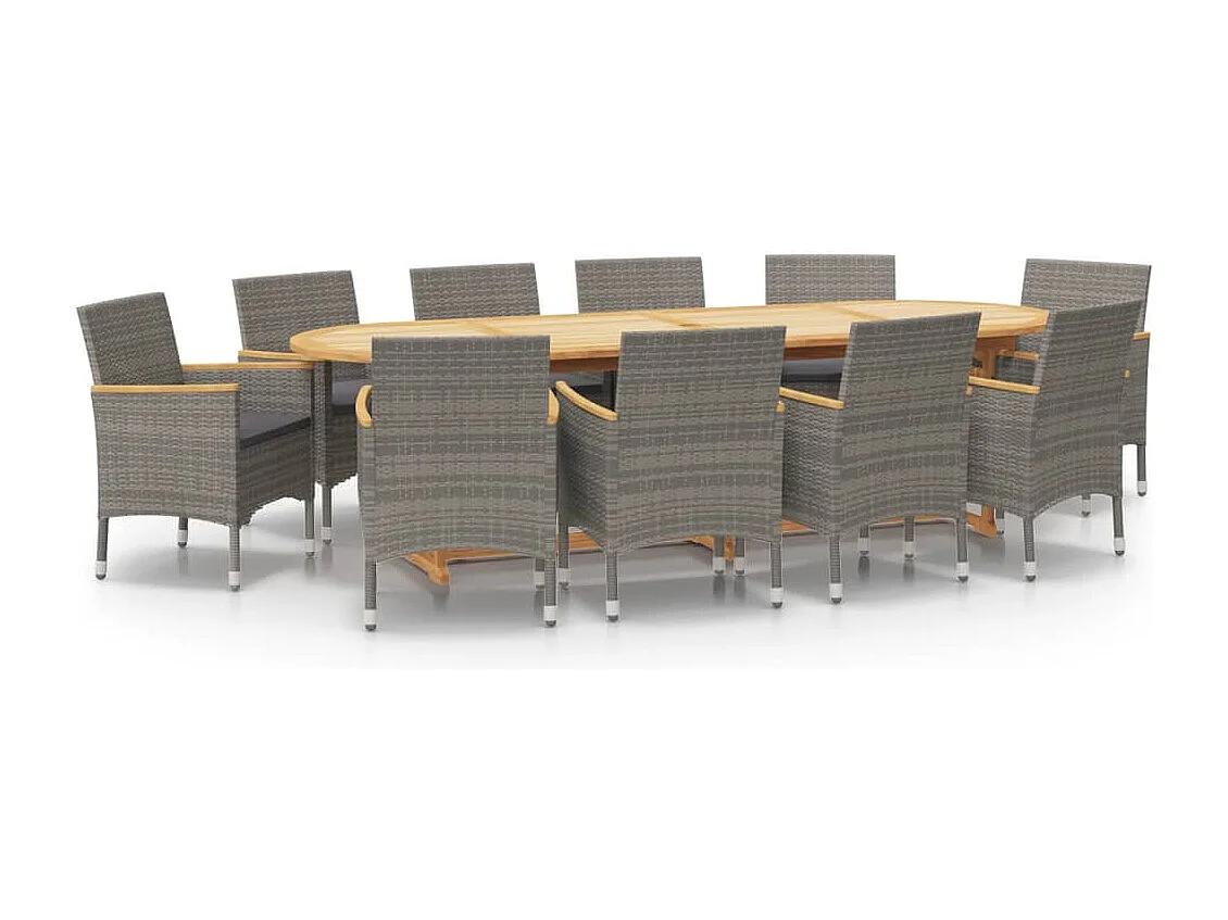 Garden Furniture -  Ensemble à manger de jardin 11 pcs avec coussins Gris