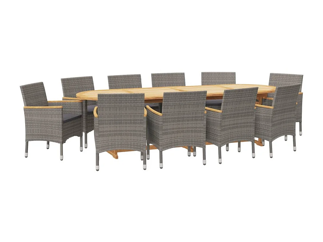 Garden Furniture -  Ensemble à manger de jardin 11 pcs avec coussins Gris