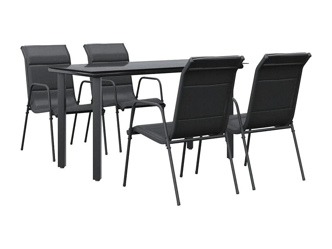 Skorja  Ensemble à manger de jardin 5 pcs noir textilène et acier
