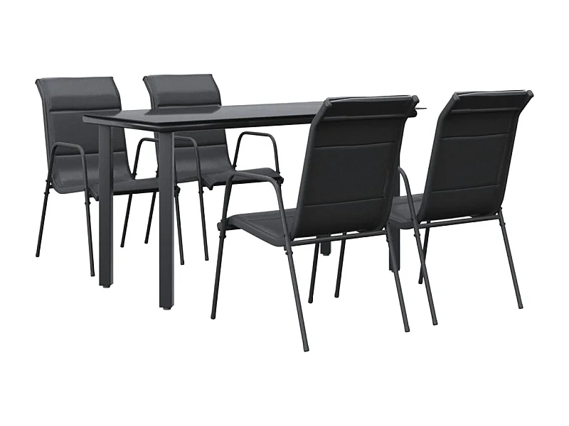 Skorja  Juego de comedor para jardín 5 piezas acero y textilene negro