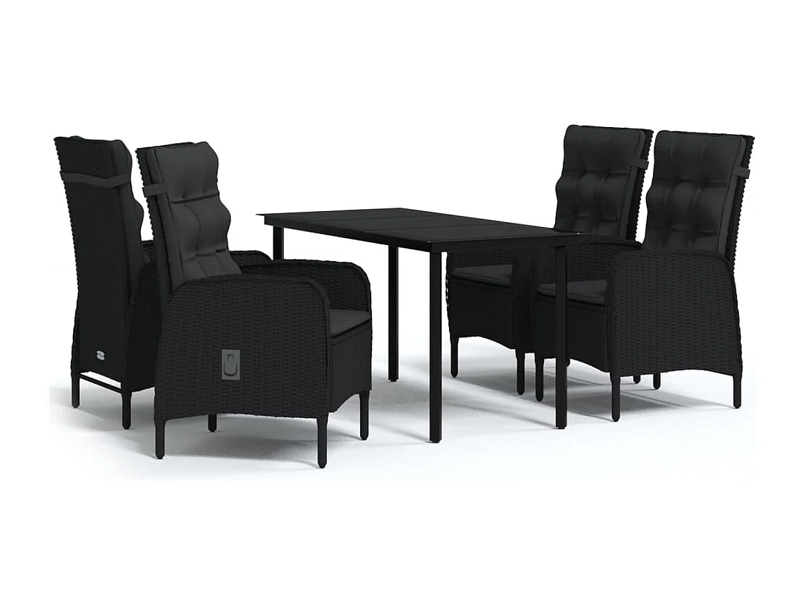 Eliseo  Ensemble à manger de jardin avec coussins 5 pcs Noir