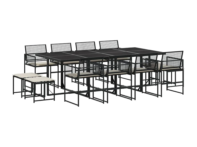 Isalora  13-delige Tuinset met kussens poly rattan zwart