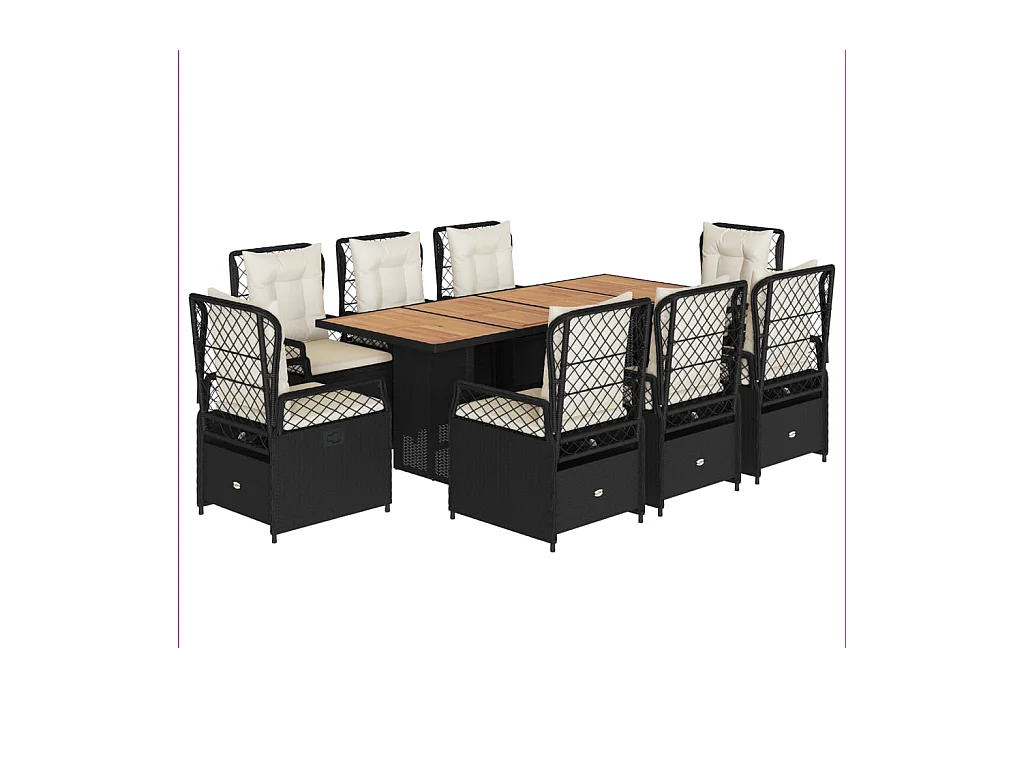 Veteli  9-delige Tuinset poly rattan zwart
