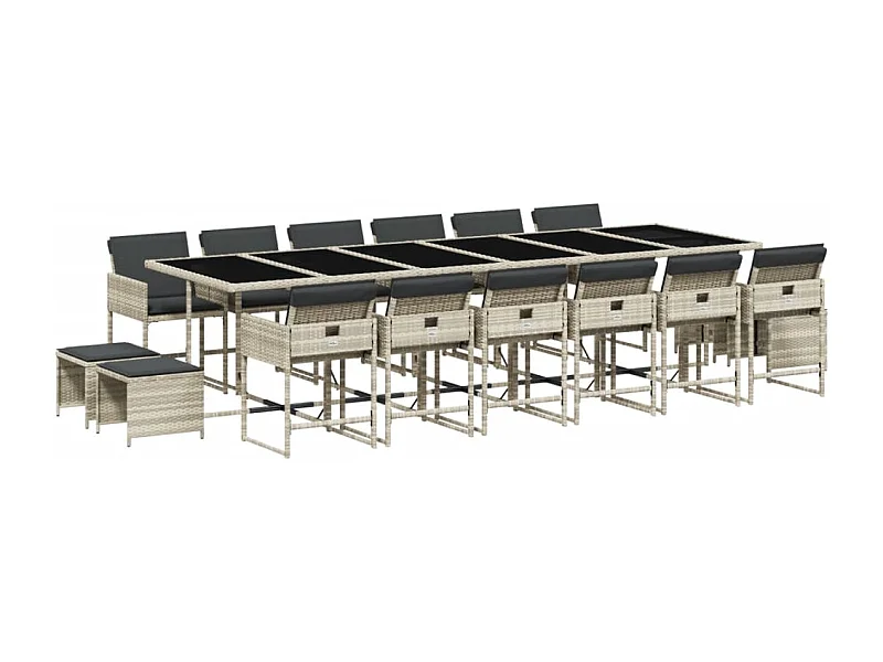 Inci  17-delige Tuinset met kussens poly rattan lichtgrijs